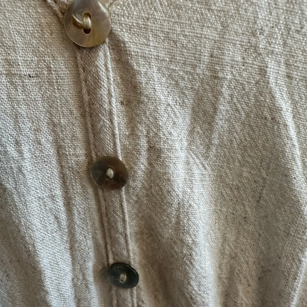 Bohme 100% Linen Boho Midi Dress Neutral Cottagecore Summer Size S - Picture 4 of 5